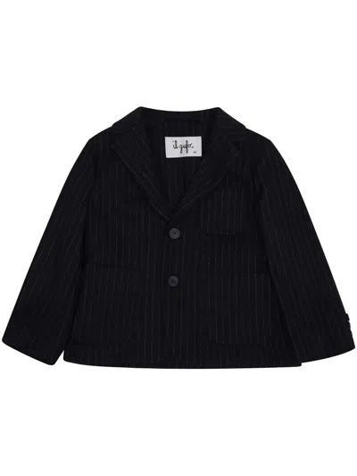 Il Gufo Kids' Pinstriped Single-breasted Blazer In Blue