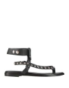 Il Laccio Woman Thong Sandal Black Size 7 Calfskin In Black