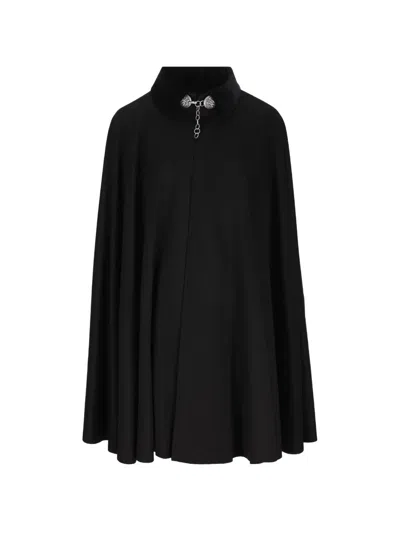 Il Tabarro Flecos Fringe-detail Velvet-collar Cape In Black