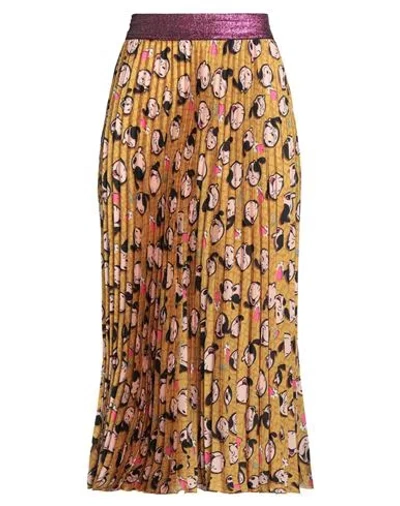 Il The' Delle 5 Popeye Woman Midi Skirt Mustard Size 8 Polyester In Yellow