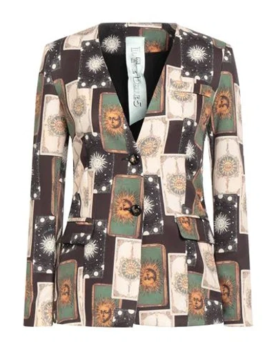 Il The' Delle 5 Woman Blazer Dark Brown Size 6 Polyester, Elastane