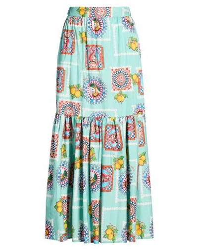 Il The' Delle 5 Woman Maxi Skirt Sky Blue Size 8 Cotton