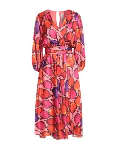 Il The' Delle 5 Woman Midi Dress Pink Size 8 Polyester In Multi