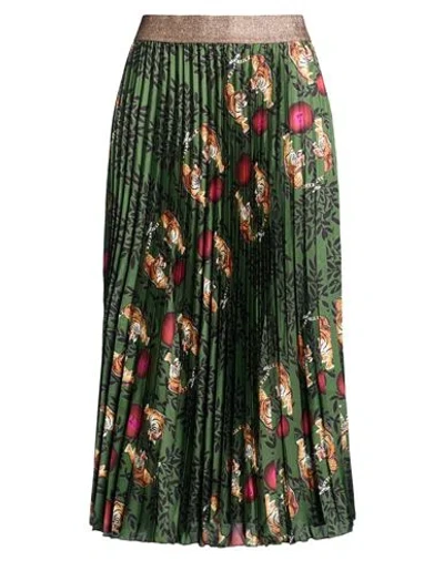 Il The' Delle 5 Woman Midi Skirt Dark Green Size 10 Polyester