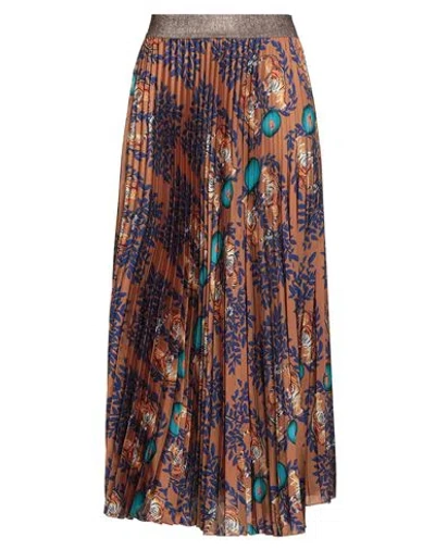 Il The' Delle 5 Woman Midi Skirt Tan Size 4 Polyester In Brown