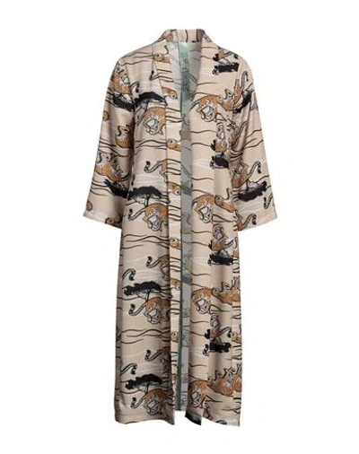 Il The' Delle 5 Woman Overcoat & Trench Coat Sand Size 8 Polyester In Beige