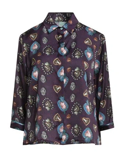Il The' Delle 5 Woman Shirt Dark Purple Size 6 Polyester