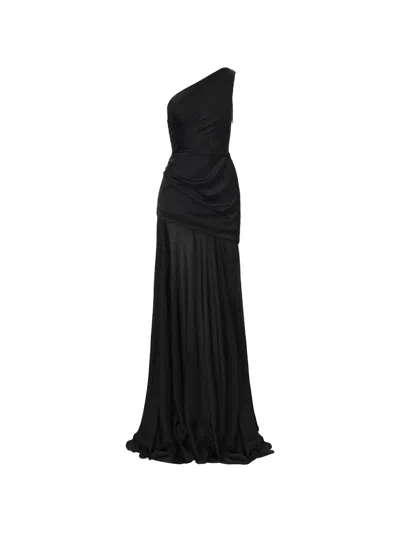 Il Volo Aeris One-shoulder Draped Dress In Black