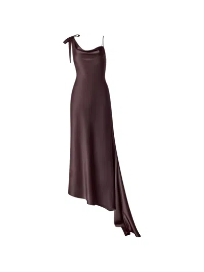 Il Volo Asymmetrical Bow-detail Midi Dress In Purple