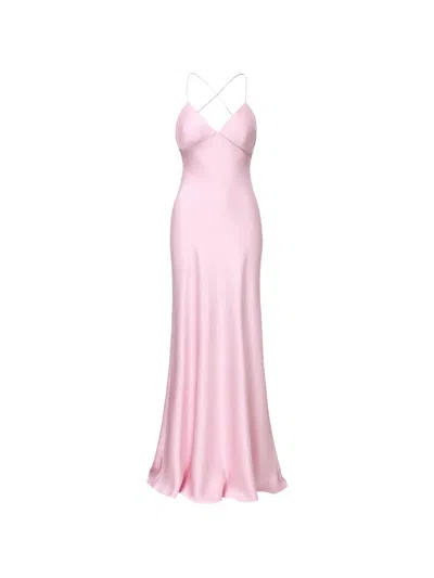 Il Volo Isla Cross-back Satin Dress In Pink