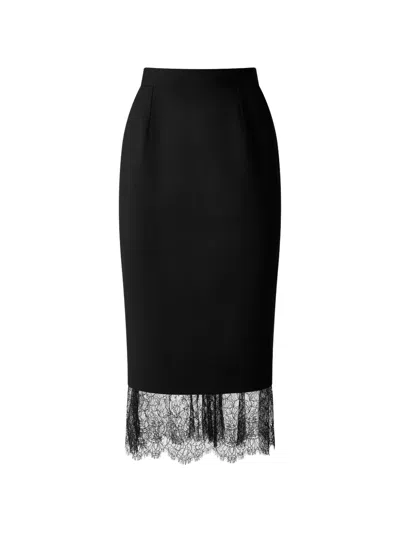 Il Volo Lace-trim Midi Skirt In Black