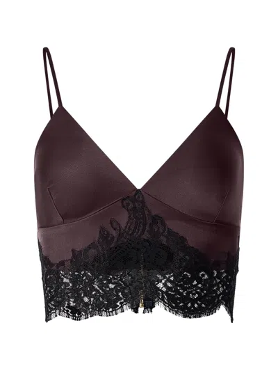 Il Volo Lace-trim Silk Bustier Top In Brown