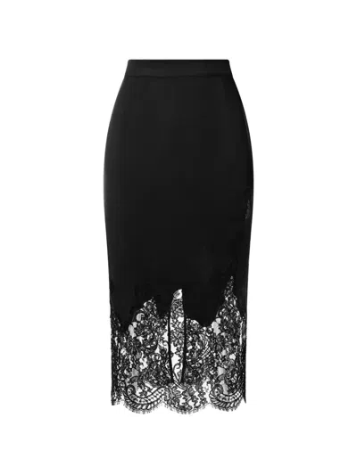Il Volo Lace-trimmed Silk Skirt In Black