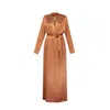 Il Volo Women's Brown Amber Long Silk Robe In Brown