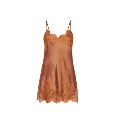Il Volo Women's Brown Amber Mini Silk Nightdress