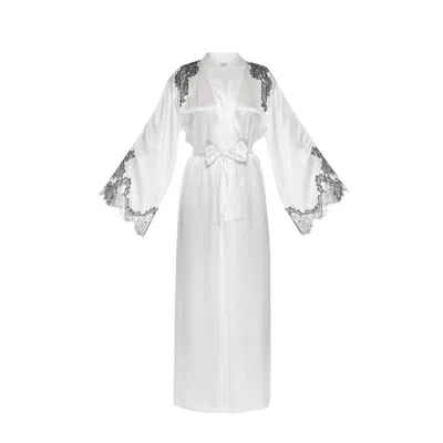 Il Volo Women's Neutrals / White Alba Long Silk Robe