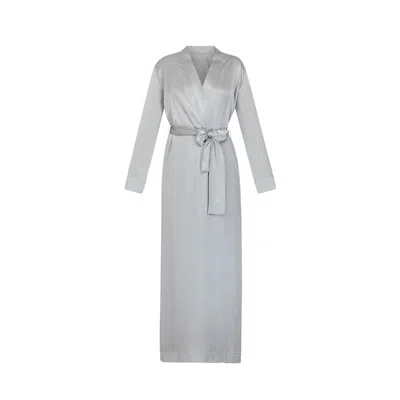 Il Volo Women's Silver Pearl Long Silk Robe