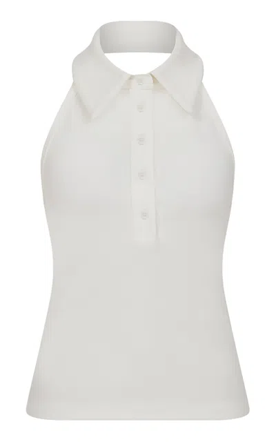 Ila Abby Sleeveless Knit Polo Top In White