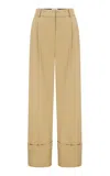 Ila Angela Pleated Cotton Wide-leg Pants In Tan