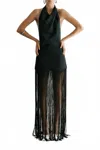Ila Anika Fringe Maxi Dress In Black In Black
