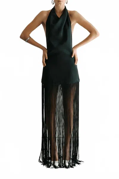 Ila Anika Fringe Maxi Dress In Black