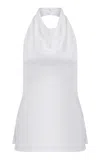 Ila Anika Open Back Satin Top In White