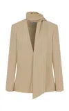 Ila Anny Scarf-detailed Cotton Blazer In Tan