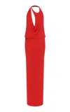 Ila Anya Draped Cutout Jersey Maxi Dress In Red