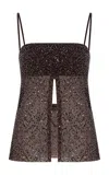 Ila Asita Split-front Sequined Tank Top In Brown