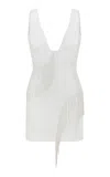 Ila Belle Fringed Crepe Mini Dress In White
