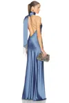 Ila Brice One-shoulder Satin Maxi Dress In Blue