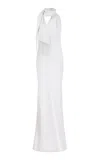 Ila Brice Scarf-neck Satin Maxi Dress In White