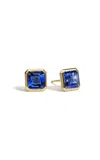 Ila Candra 14k Yellow Gold Sapphire Stud Earrings In Blue