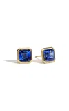 Ila Candra 14k Yellow Gold Sapphire Stud Earrings In Blue