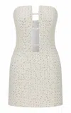 Ila Charlotte Embellished Denim Mini Dress In Off-white