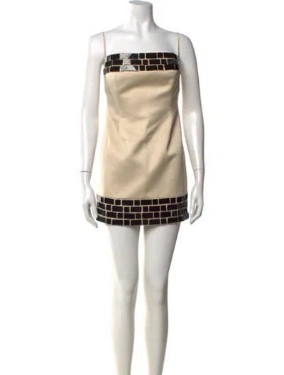 Pre-owned Ila Colorblock Pattern Mini Dress In Neutrals