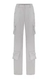 Ila Darmy Satin Cotton Cargo Pants In Silver