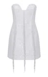 Ila Elodie Beaded Fringed Mini Dress In White
