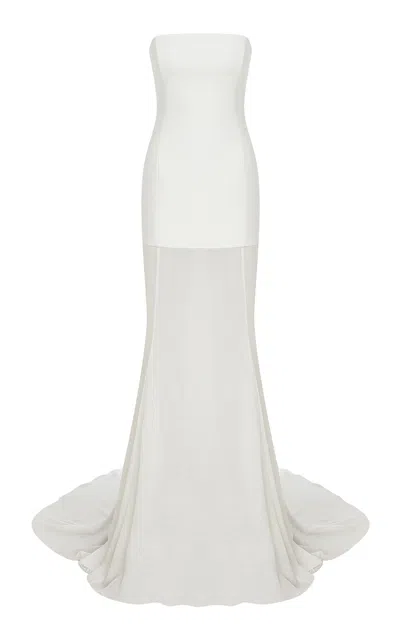 Ila Isabel Sheer-paneled Chiffon Maxi Dress In White