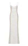 Ila Violet Sequin-paneled Silk Slip Dress In White