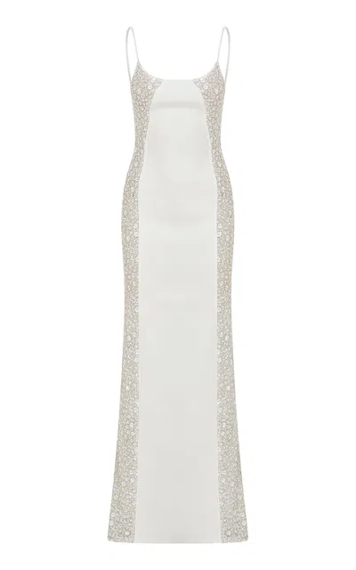 Ila Violet Sequin-paneled Silk Slip Dress In White