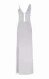 Ila Freya Cutout Satin Maxi Dress In Silver