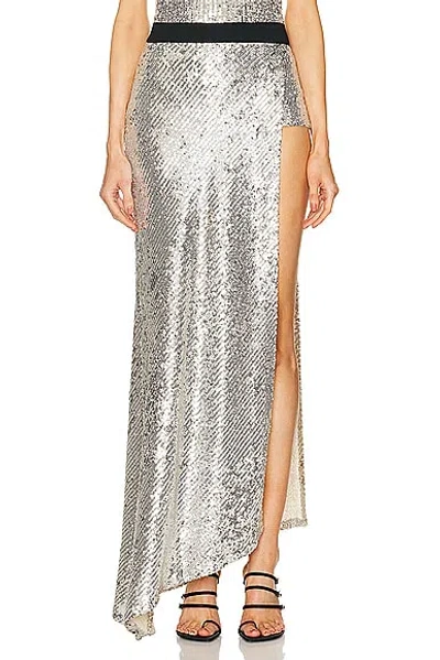 Ila Galina Sequined Bikini Detail Midi Skirt In Silver