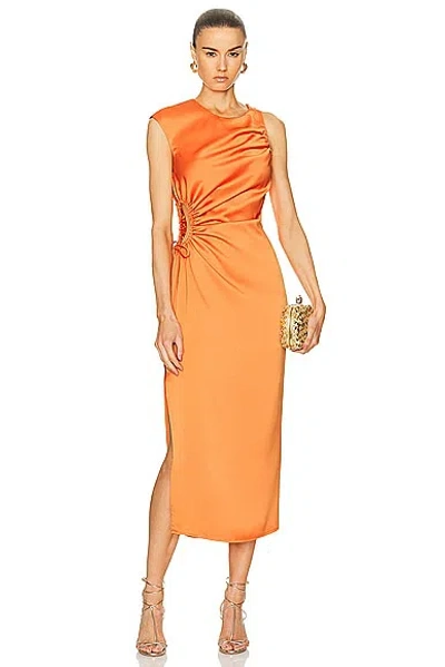 Ila Grace Side Cut Out Midi Dress In Orange