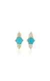 Ila Hanley 14k Gold Turquoise And Diamond Earrings In Blue