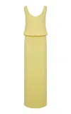 Ila Hilda Draped Satin Maxi Dress In Yellow