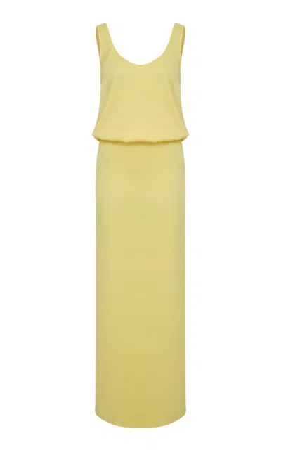 Ila Hilda Draped Satin Maxi Dress In Yellow