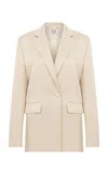 Ila Joanna Oversized Satin Blazer In Tan