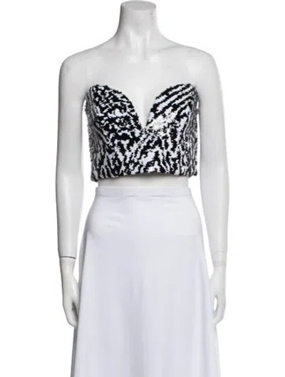 Pre-owned Ila Lace Pattern Strapless Crop Top In White