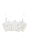 Ila Li Rosette-detailed Sequined Crop Top In White